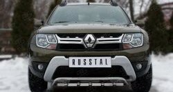 Защита переднего бампера (Ø42 мм с зубами, нержавейка) SLITKOFF Renault Duster HS рестайлинг (2015-2021)