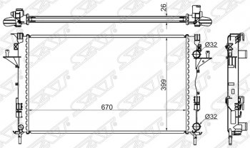 Радиатор двигателя SAT Renault Laguna 2 X74 лифтбэк дорестайлинг (2000-2005)