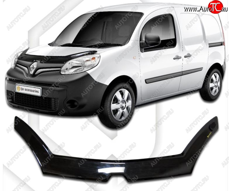 2 699 р. Дефлектор капота CA-Plastiс exclusive  Renault Kangoo  KW0 (2013-2016) рестайлинг (Classic черный, Без надписи)  с доставкой в г. Тольятти