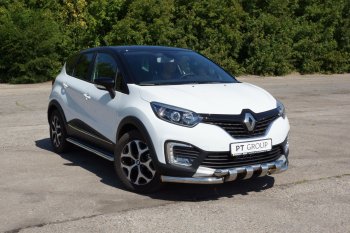 25 999 р. Порожки для ног из трубы Ø51 с алюминиевой площадкой Petroil Tuning Renault Kaptur дорестайлинг (2016-2020) (Нержавеющая полированная сталь)  с доставкой в г. Тольятти. Увеличить фотографию 2