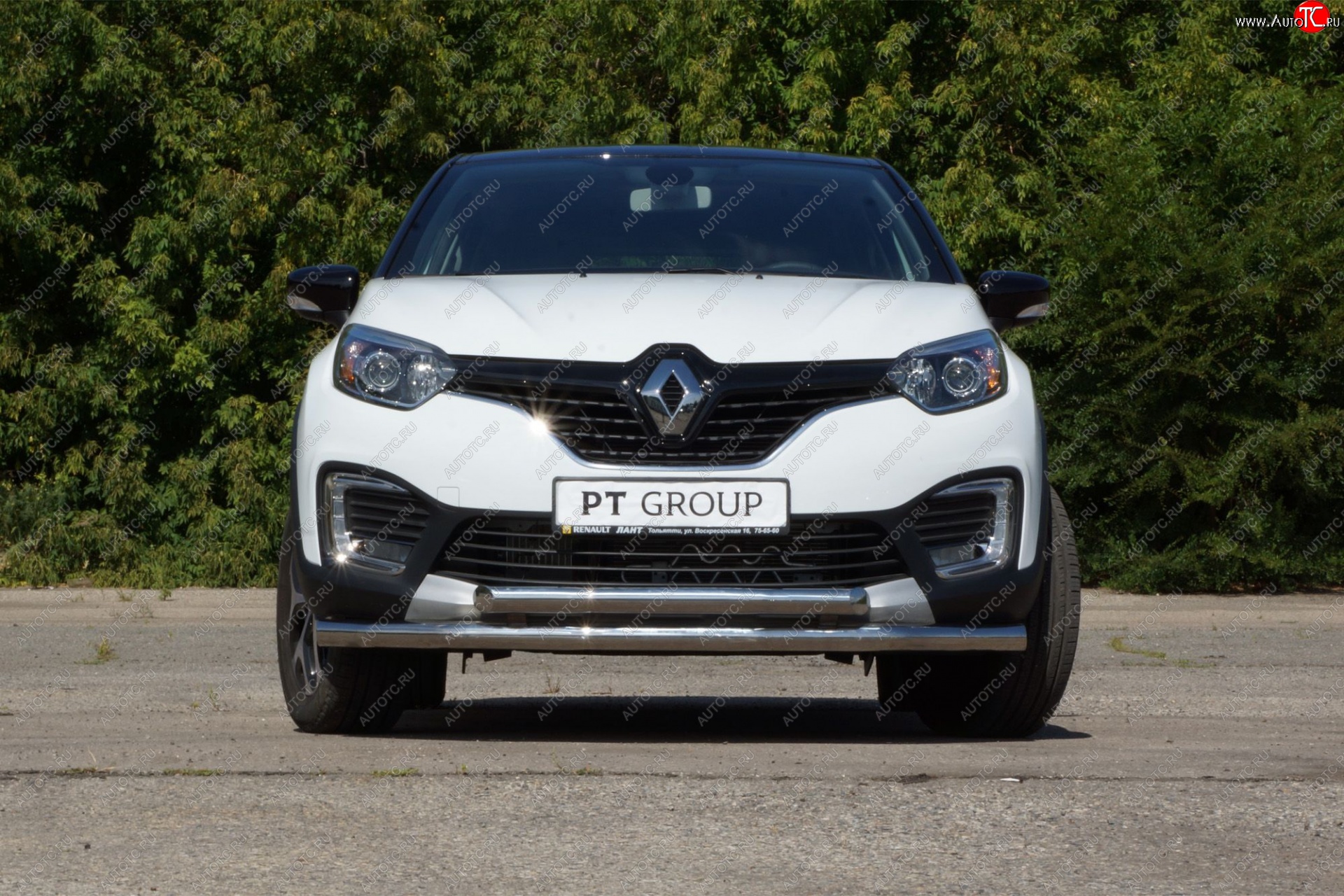 22 349 р. Защита переднего бампера двойная из труб d63/63 мм Petroil Tuning Renault Kaptur дорестайлинг (2016-2020) (Нержавеющая полированная сталь)  с доставкой в г. Тольятти