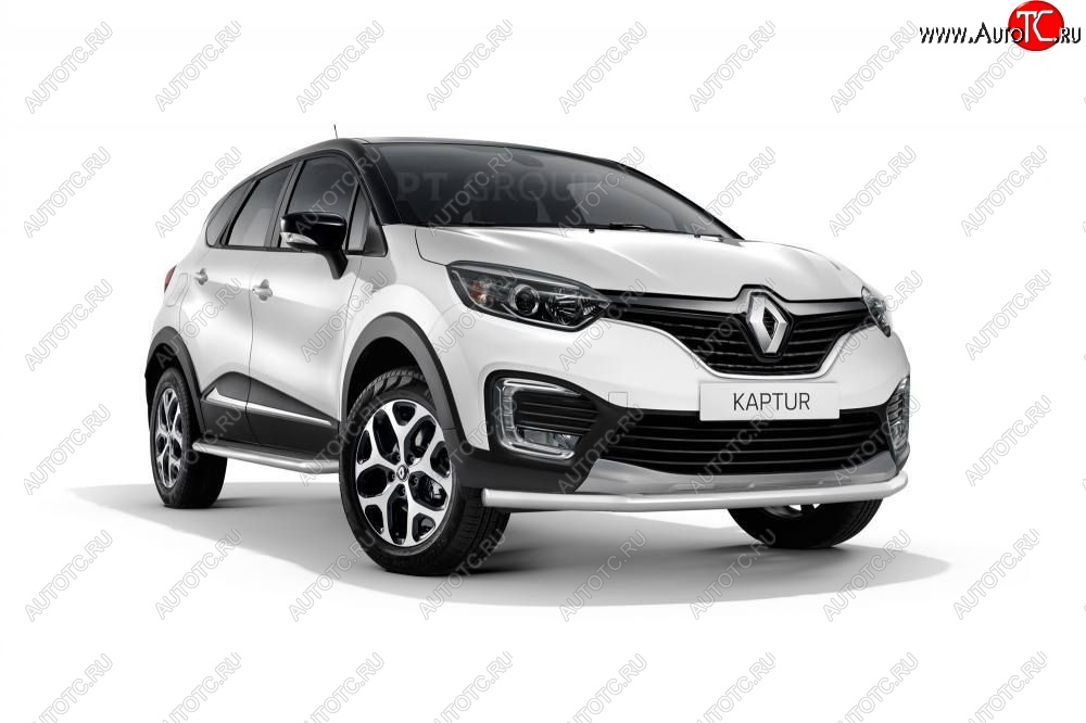 16 849 р. Защита переднего бампера одинарная из трубы d63 мм Petroil Tuning Renault Kaptur дорестайлинг (2016-2020) (Нержавеющая полированная сталь)  с доставкой в г. Тольятти