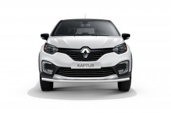 16 849 р. Защита переднего бампера одинарная из трубы d63 мм Petroil Tuning Renault Kaptur дорестайлинг (2016-2020) (Нержавеющая полированная сталь)  с доставкой в г. Тольятти. Увеличить фотографию 2