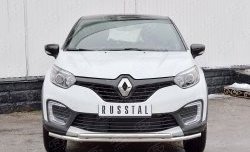 Защита переднего бампера (2 трубыØ42 мм, нержавейка) SLITKOFF Renault Kaptur дорестайлинг (2016-2020)