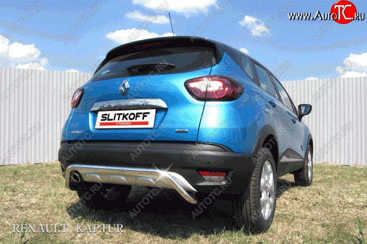 9 999 р. Защита заднего бампера диаметром 42 мм с изгибом Slitkoff Renault Kaptur дорестайлинг (2016-2020) (Для автомобиля 2WD)  с доставкой в г. Тольятти