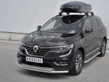 23 999 р. Защита переднего бампера (2 трубы Ø63 и 42 мм, нержавейка) SLITKOFF Renault Koleos 2 (2016-2024)  с доставкой в г. Тольятти. Увеличить фотографию 2