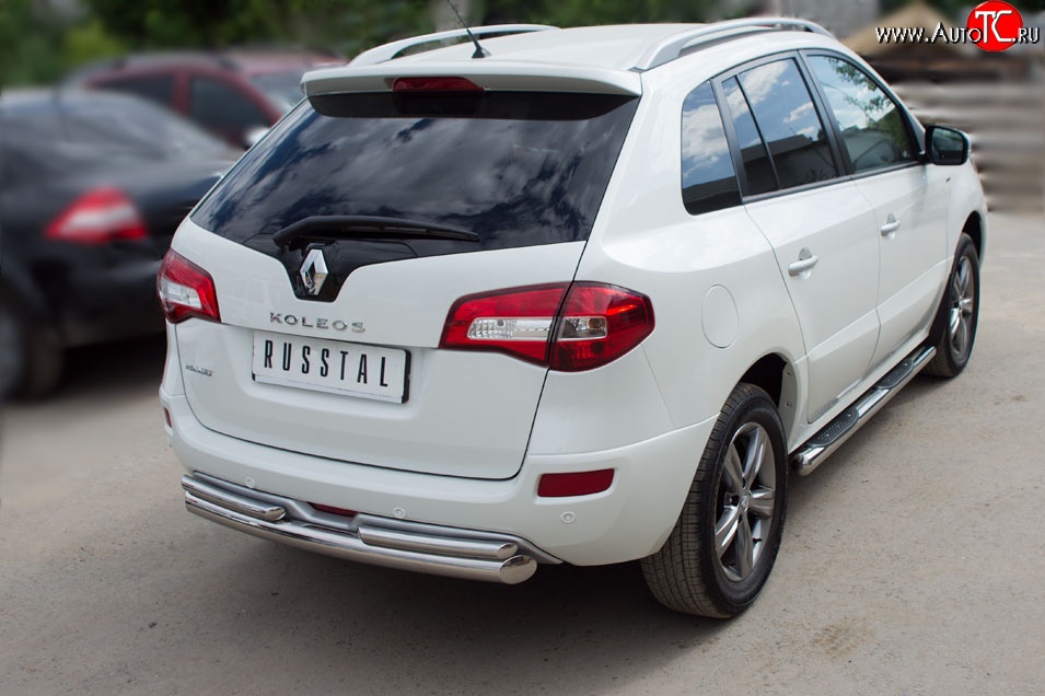 18 699 р. Защита заднего бампера (Ø76 и 42 мм, нержавейка) SLITKOFF Renault Koleos 1 Phase 3 (2013-2016)  с доставкой в г. Тольятти