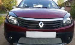 1 539 р. Сетка на бампер Russtal (хром) Renault Sandero Stepway (BS) (2010-2014)  с доставкой в г. Тольятти. Увеличить фотографию 2