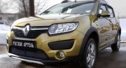 2 079 р. Защитная сетка решетки переднего бампера РА Renault Sandero Stepway (B8) дорестайлинг (2014-2018)  с доставкой в г. Тольятти. Увеличить фотографию 2