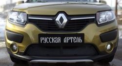 2 079 р. Защитная сетка решетки переднего бампера РА Renault Sandero Stepway (B8) дорестайлинг (2014-2018)  с доставкой в г. Тольятти. Увеличить фотографию 3