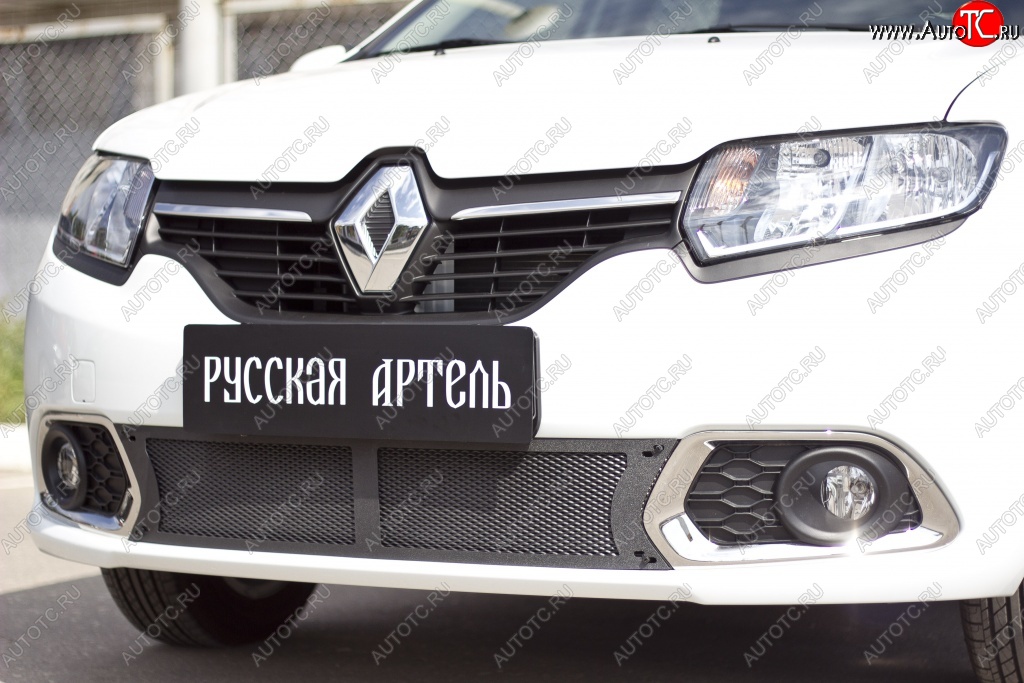 2 099 р. Защитная сетка решетки переднего бампера РА Renault Sandero (B8) дорестайлинг (2014-2018)  с доставкой в г. Тольятти