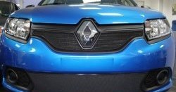 1 469 р. Нижняя сетка на бампер Russtal (черная)  Renault Sandero  (B8) (2014-2018) дорестайлинг  с доставкой в г. Тольятти. Увеличить фотографию 2