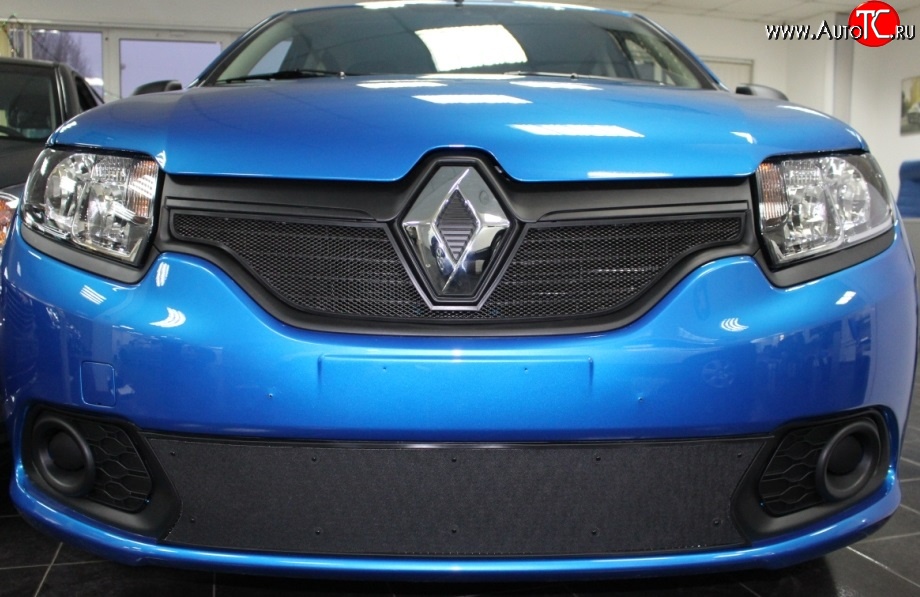 1 469 р. Сетка в решетку радиатора Russtal  Renault Sandero  (B8) (2014-2018) дорестайлинг (черная)  с доставкой в г. Тольятти