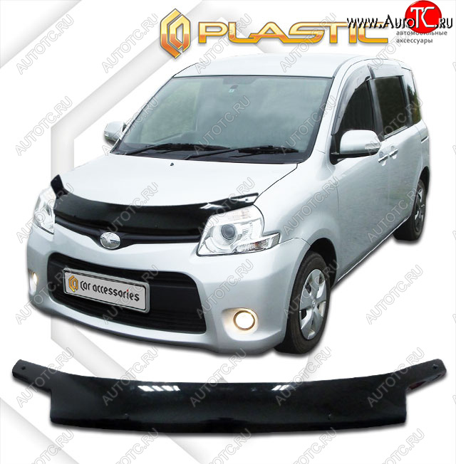 2 099 р. Дефлектор капота CA-Plastic  Toyota Sienta Dice (2011-2015) хэтчбек 5 дв. (серия Classic черный, без хром. молдинга)  с доставкой в г. Тольятти