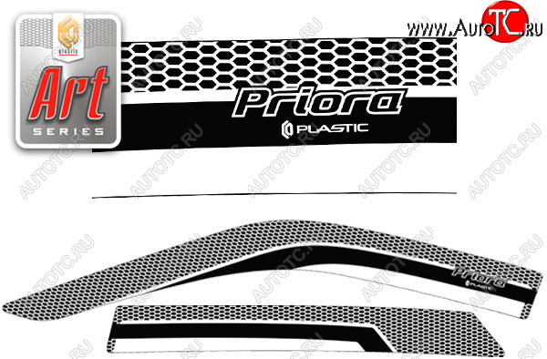 2 199 р. Ветровики дверей CA-Plsastic  Лада Приора  2172 (2008-2014) хэтчбек дорестайлинг (Серия Art белая, без хром. молдинга)  с доставкой в г. Тольятти