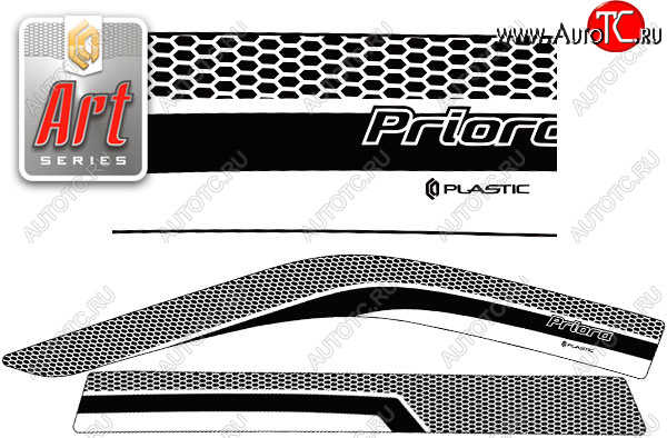 2 199 р. Ветровики дверей CA-Plsastic  Лада Приора  2171 (2013-2015) универсал рестайлинг (Серия Art черная, без хром. молдинга)  с доставкой в г. Тольятти