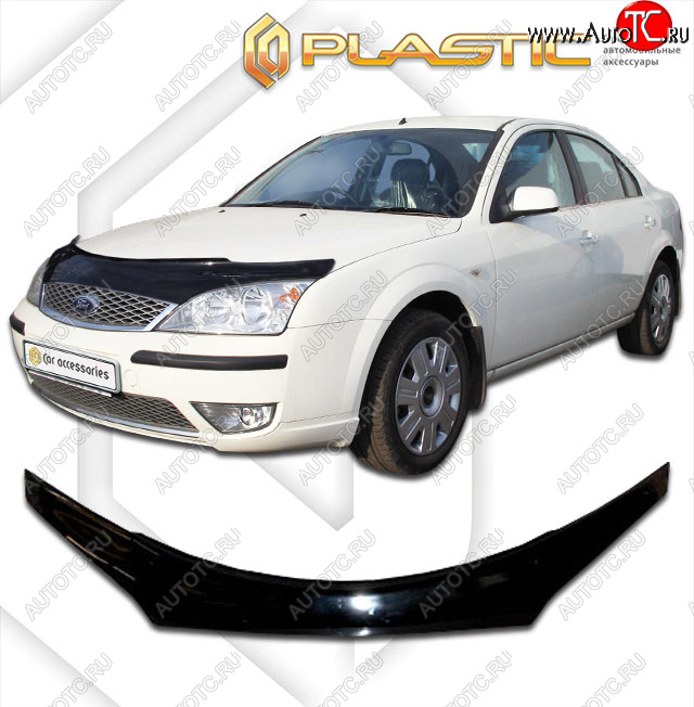 2 289 р. Дефлектор капота (exclusive) CA-Plastic  Ford Mondeo (2000-2007) Mk3,B4Y дорестайлинг, седан, Mk3,B4Y рестайлинг, седан (Classic чёрный, Без надписи)  с доставкой в г. Тольятти