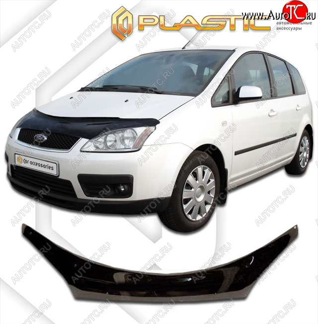 2 459 р. Дефлектор капота (exclusive) CA-Plastic  Ford C-max  Mk1 (2003-2007) доресталинг (Classic чёрный, Без надписи)  с доставкой в г. Тольятти