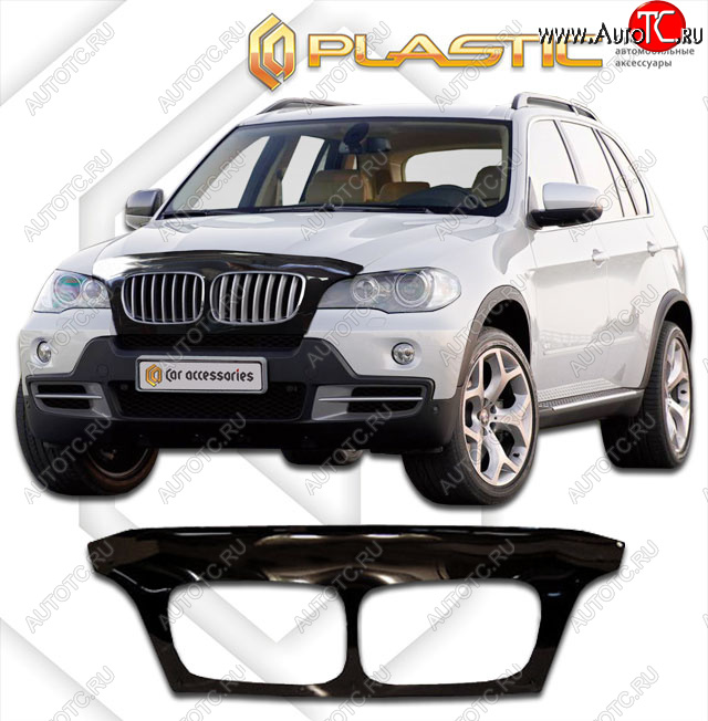 2 699 р. Дефлектор капота (exclusive) CA-Plastic  BMW X5  E70 (2006-2013) дорестайлинг, рестайлинг (Classic чёрный, Без надписи)  с доставкой в г. Тольятти