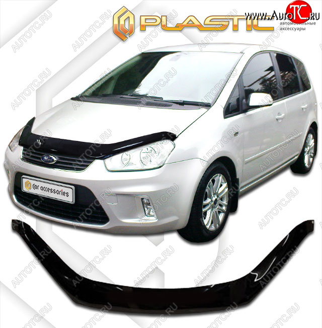 2 289 р. Дефлектор капота (exclusive) CA-Plastic  Ford C-max  Mk1 (2007-2010) рестайлинг (Classic чёрный, Без надписи)  с доставкой в г. Тольятти