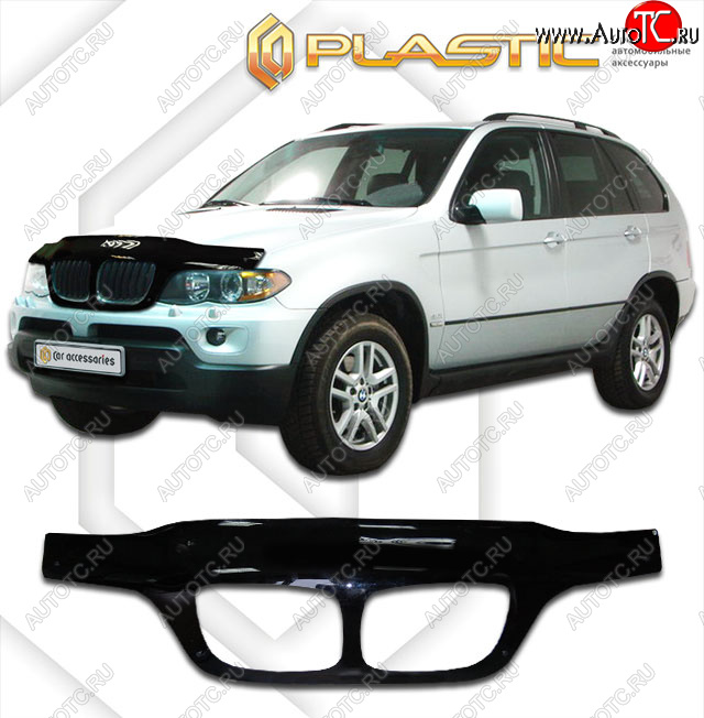 2 999 р. Дефлектор капота (exclusive) CA-Plastic  BMW X5  E53 (2003-2006) рестайлинг (Classic чёрный, Без надписи)  с доставкой в г. Тольятти