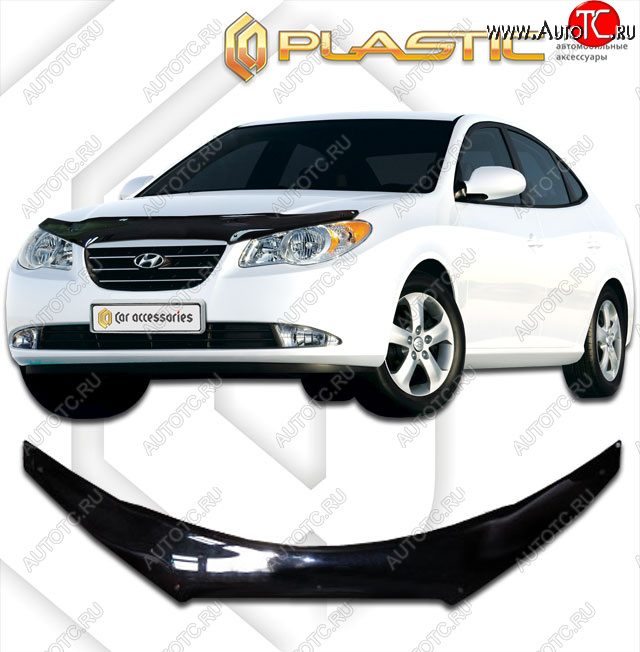 2 289 р. Дефлектор капота (exclusive) CA-Plastic Hyundai Avante (2006-2010) (Classic чёрный, Без надписи)  с доставкой в г. Тольятти