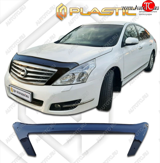 2 699 р. Дефлектор капота (exclusive) CA-Plastic  Nissan Teana  2 J32 (2008-2014) дорестайлинг, рестайлинг (Classic чёрный, Без надписи)  с доставкой в г. Тольятти