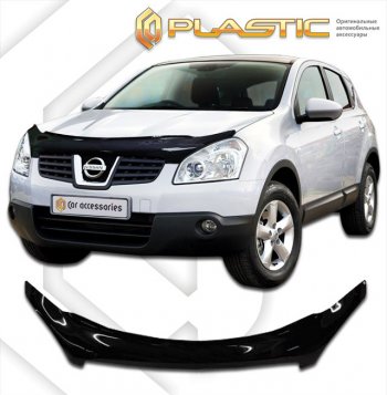 2 459 р. Дефлектор капота (exclusive) CA-Plastic  Nissan Dualis (2007-2014) J10 дорестайлинг, J10 1-ый рестайлинг, J10 2-ой рестайлинг (серия Classic черный, Без надписи)  с доставкой в г. Тольятти. Увеличить фотографию 2