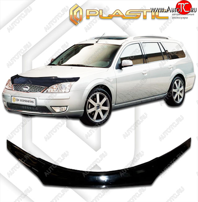 2 289 р. Дефлектор капота (exclusive) CA-Plastic  Ford Mondeo (2000-2007) Mk3,BWY дорестайлинг, универсал, Mk3,BWY рестайлинг, универсал (Classic чёрный, Без надписи)  с доставкой в г. Тольятти