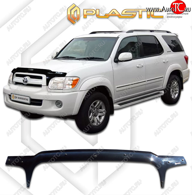 2 459 р. Дефлектор капота (exclusive) CA-Plastic  Toyota Sequoia (2004-2007) XK30, XK40 рестайлинг (Classic чёрный, Без надписи)  с доставкой в г. Тольятти