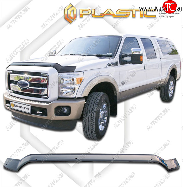 2 999 р. Дефлектор капота (exclusive) CA-Plastic  Ford F350  P473 PickUp CrewCab (2010-2016) (Classic чёрный, Без надписи)  с доставкой в г. Тольятти