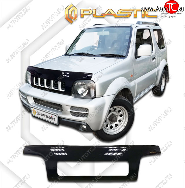 2 459 р. Дефлектор капота (exclusive) CA-Plastic  Suzuki Jimny  JB23/JB43 (1998-2012) дорестайлинг, 1-ый рестайлинг (Classic чёрный, Без надписи)  с доставкой в г. Тольятти