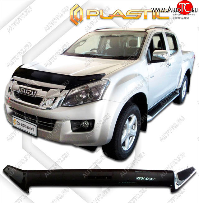 2 289 р. Дефлектор капота (exclusive) CA-Plastic  Isuzu D-Max ( RT85 ExtendedCab,  RT85,TFR ExtendedCab) (2011-2021) дорестайлинг, рестайлинг (Classic чёрный, Без надписи)  с доставкой в г. Тольятти