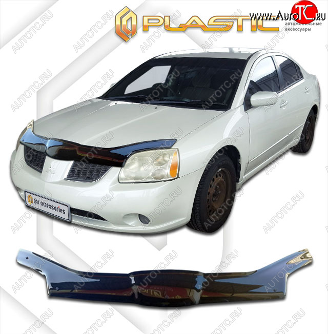 2 459 р. Дефлектор капота (exclusive) CA-Plastic  Mitsubishi Galant  9 (2004-2009) седан (Classic черный, Без надписи)  с доставкой в г. Тольятти