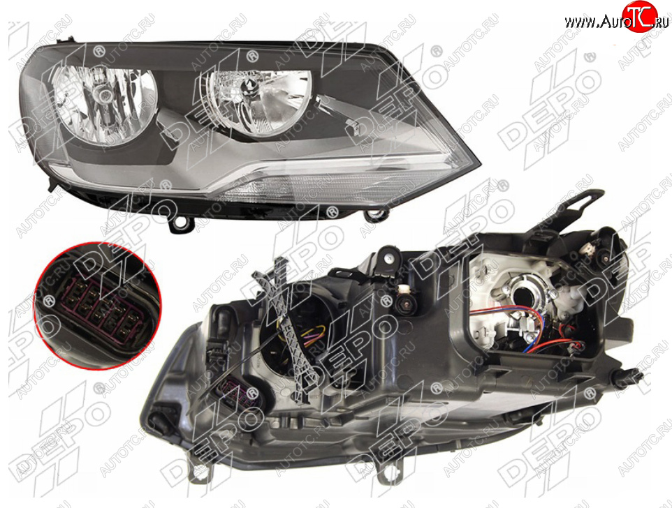 6 299 р. Правая фара (галоген, с корректором) DEPO Volkswagen Touareg NF дорестайлинг (2010-2014)  с доставкой в г. Тольятти