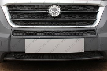 7 699 р. Защитная сетка в бампер (ячейка 3х7 мм, 5 частей) Alfeco Стандарт Fiat Ducato 290 (2014-2025) (Чёрная)  с доставкой в г. Тольятти. Увеличить фотографию 2