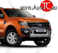 6 949 р. Защитная сетка в бампер (ячейка 4х10 мм.) Alfeco Премиум Ford Ranger DoubleCab дорестайлинг (2011-2016) (Чёрная)  с доставкой в г. Тольятти