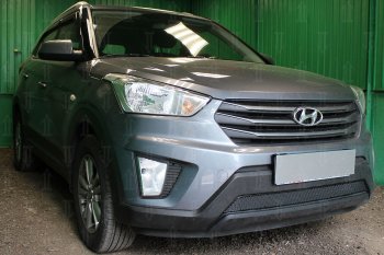 Защитная сетка радиатора в бампер (ячейка 4х10 мм) Стрелка11 Премиум Hyundai Creta GS рестайлинг (2019-2021) ()