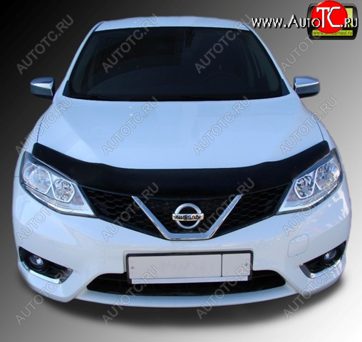 1 329 р. Дефлектор капота SIM Nissan Tiida 2 хэтчбек C13 дорестайлинг (2015-2016)  с доставкой в г. Тольятти