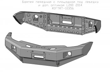 57 999 р. Бампер передний силовой РИФ Mitsubishi L200 4  рестайлинг (2013-2016) (С дополнительными фарами и защитой бачка омывателя)  с доставкой в г. Тольятти. Увеличить фотографию 4