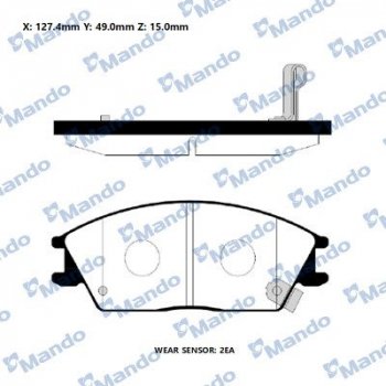 Комплект передних тормозных колодок MANDO Hyundai Accent седан ТагАЗ (2001-2012)