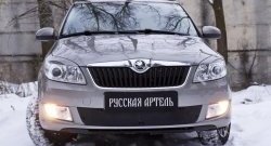 959 р. Зимняя заглушка решетки переднего бампера РА Skoda Fabia Mk2 хэтчбэк рестайлинг (2010-2014)  с доставкой в г. Тольятти. Увеличить фотографию 2