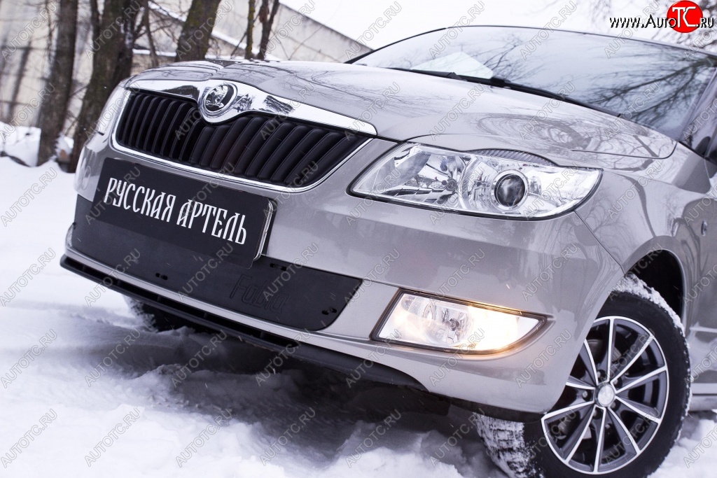 959 р. Зимняя заглушка решетки переднего бампера РА Skoda Fabia Mk2 хэтчбэк рестайлинг (2010-2014)  с доставкой в г. Тольятти