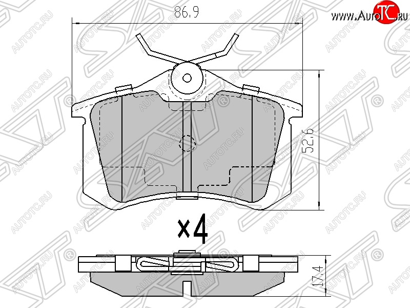 479 р. Колодки тормозные SAT (задние) Audi A3 8L1 хэтчбэк 3 дв. дорестайлинг (1996-2000)  с доставкой в г. Тольятти