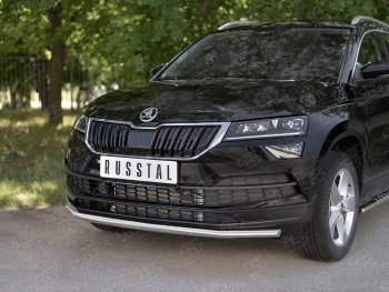 15 499 р. Защита переднего бампера (Ø42 мм, нержавейка) SLITKOFF  Skoda Karoq  NU7 (2017-2021) дорестайлинг  с доставкой в г. Тольятти. Увеличить фотографию 2