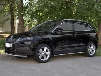 15 499 р. Защита переднего бампера (Ø42 мм, нержавейка) SLITKOFF  Skoda Karoq  NU7 (2017-2021) дорестайлинг  с доставкой в г. Тольятти. Увеличить фотографию 3