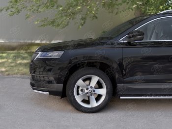 15 499 р. Защита переднего бампера (Ø42 мм, нержавейка) SLITKOFF  Skoda Karoq  NU7 (2017-2021) дорестайлинг  с доставкой в г. Тольятти. Увеличить фотографию 4