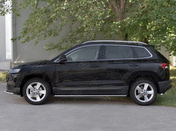 20 749 р. Защита порогов Russtal труба 75х42 овал с проступью Skoda Karoq NU7 дорестайлинг (2017-2021)  с доставкой в г. Тольятти. Увеличить фотографию 3