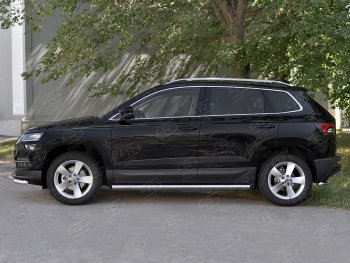 18 799 р. Защита порогов на SLITKOFF труба d63 Skoda Karoq NU7 дорестайлинг (2017-2021) (защита порогов с заглушками на торцах)  с доставкой в г. Тольятти. Увеличить фотографию 3