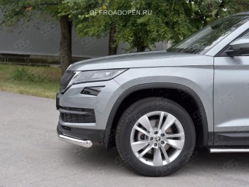 18 299 р. Защита переднего бампера (Ø63 мм, нержавейка) SLITKOFF Skoda Kodiaq NU7 дорестайлинг (2017-2021)  с доставкой в г. Тольятти. Увеличить фотографию 4